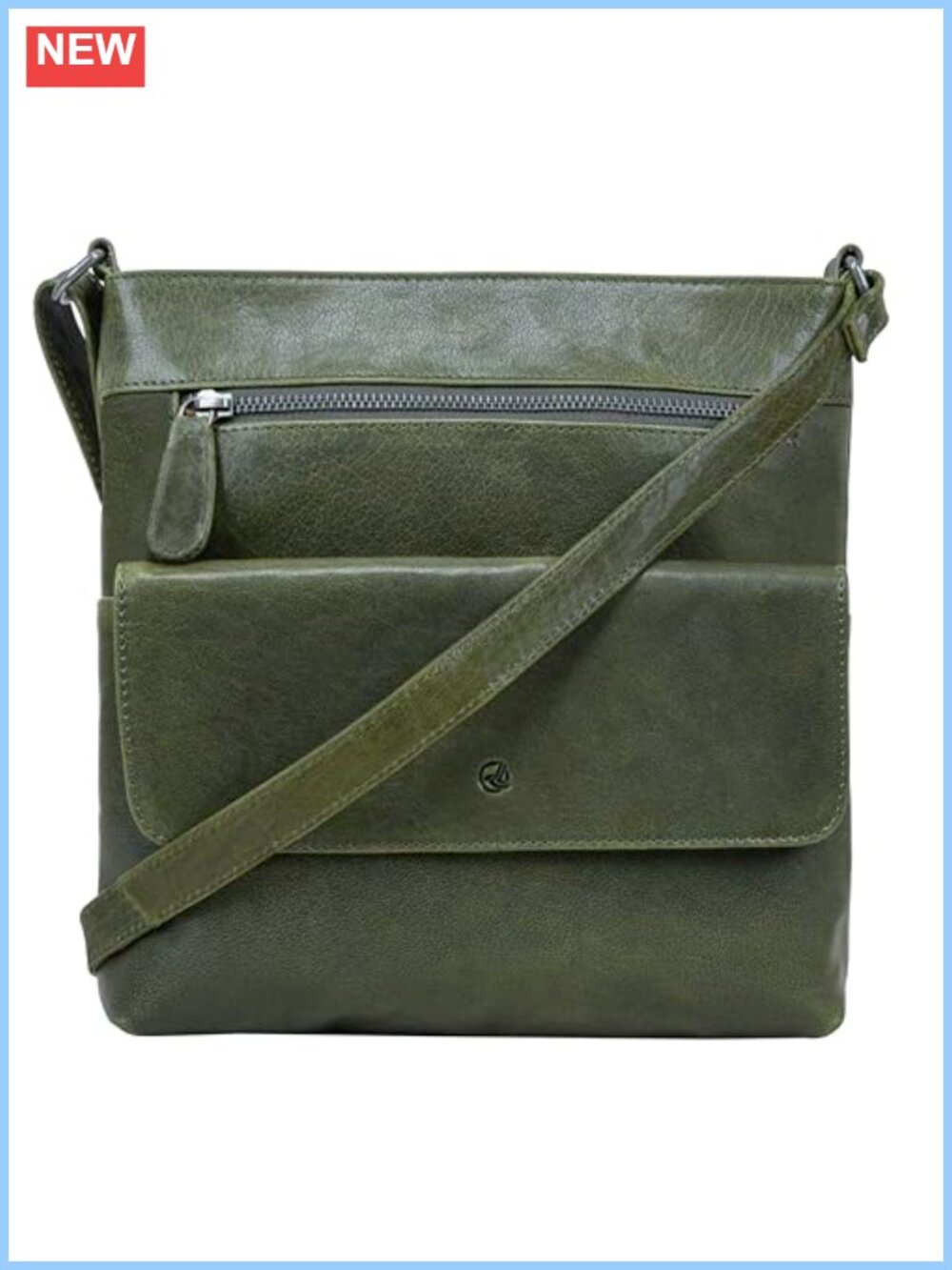Genuine Washed Leather Crossbody Bag with Adjustable Strap